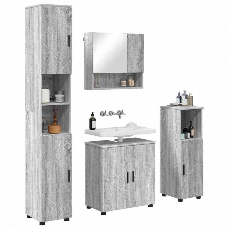 Zestaw mebli łazienkowych z przechowywaniem 4 pcs Szary Sonoma