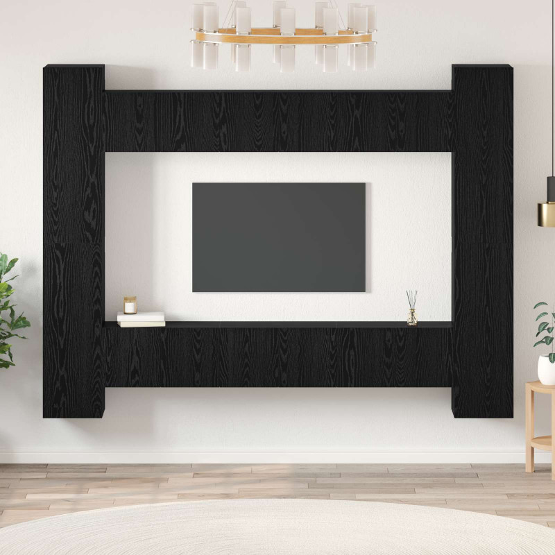Zestaw szafek RTV 10 pcs Czarny Dąb 30,5 x 30 x 90 cm