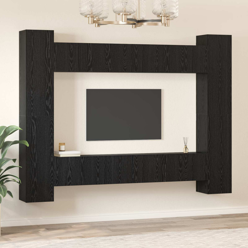 Zestaw szafek RTV 10 pcs Czarny Dąb 30,5 x 30 x 90 cm