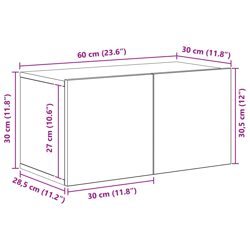 Zestaw szafek RTV 10 pcs Czarny Dąb 30,5 x 30 x 90 cm