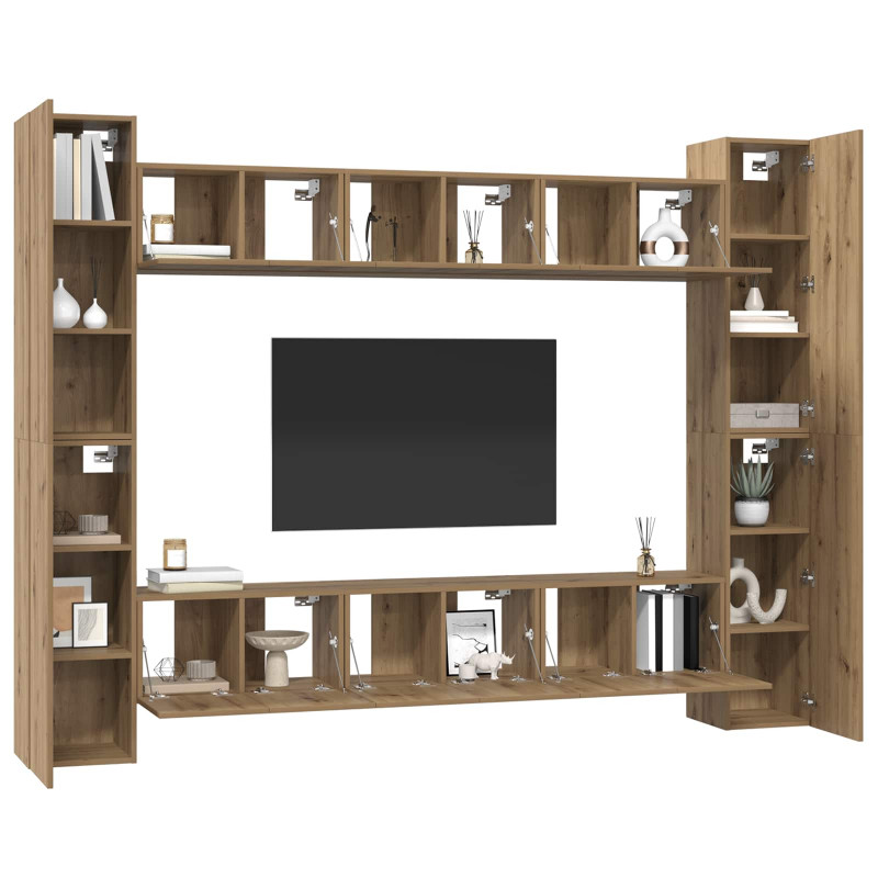 Zestaw szafek RTV 10 pcs Dąb rzemieślniczy 30,5 x 30 x 90 cm