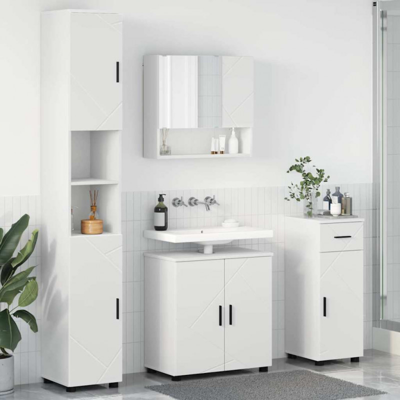 Zestaw mebli łazienkowych z szufladą z drzwiami 4 pcs Biały