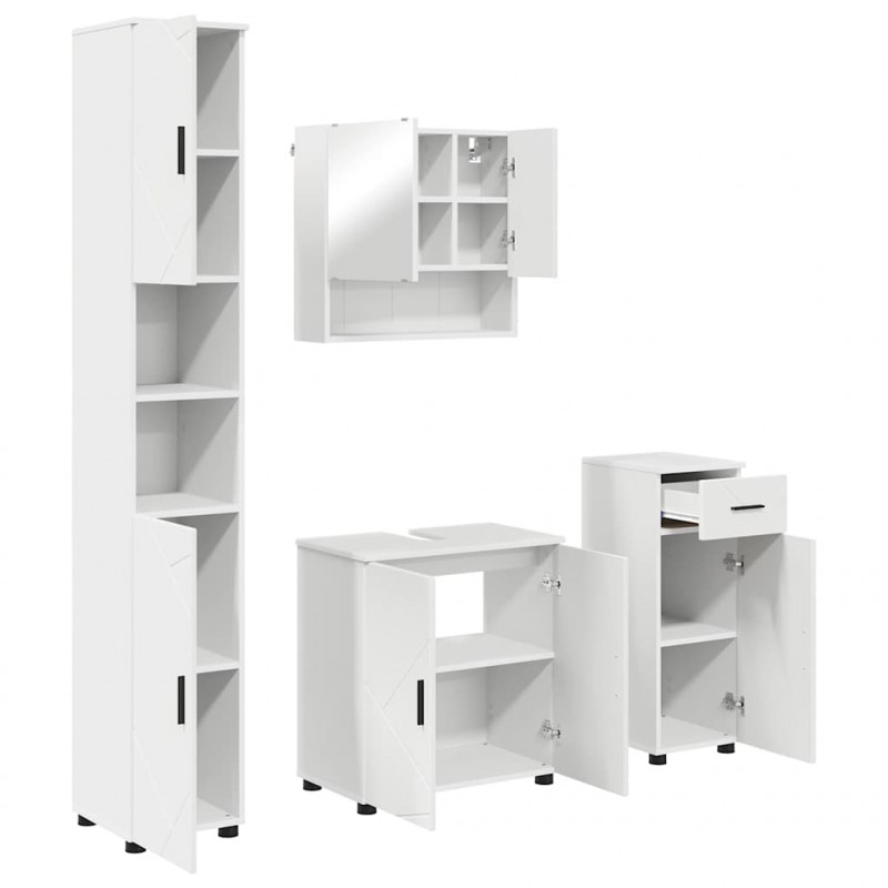Zestaw mebli łazienkowych z szufladą z drzwiami 4 pcs Biały