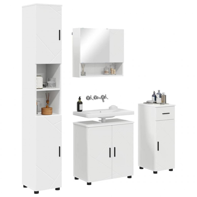 Zestaw mebli łazienkowych z szufladą z drzwiami 4 pcs Biały
