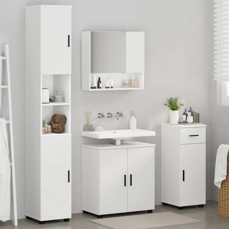 Zestaw mebli łazienkowych z szufladą z drzwiami 4 pcs Biały