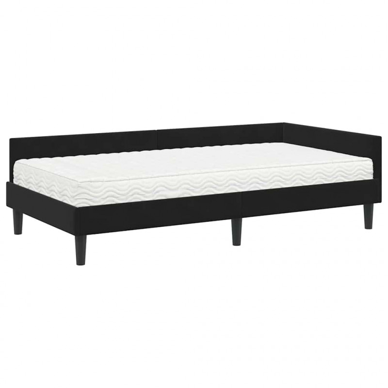 Rama Łóżka Narożnego z Materacem Inny 2 pcs Czarny Aksamit