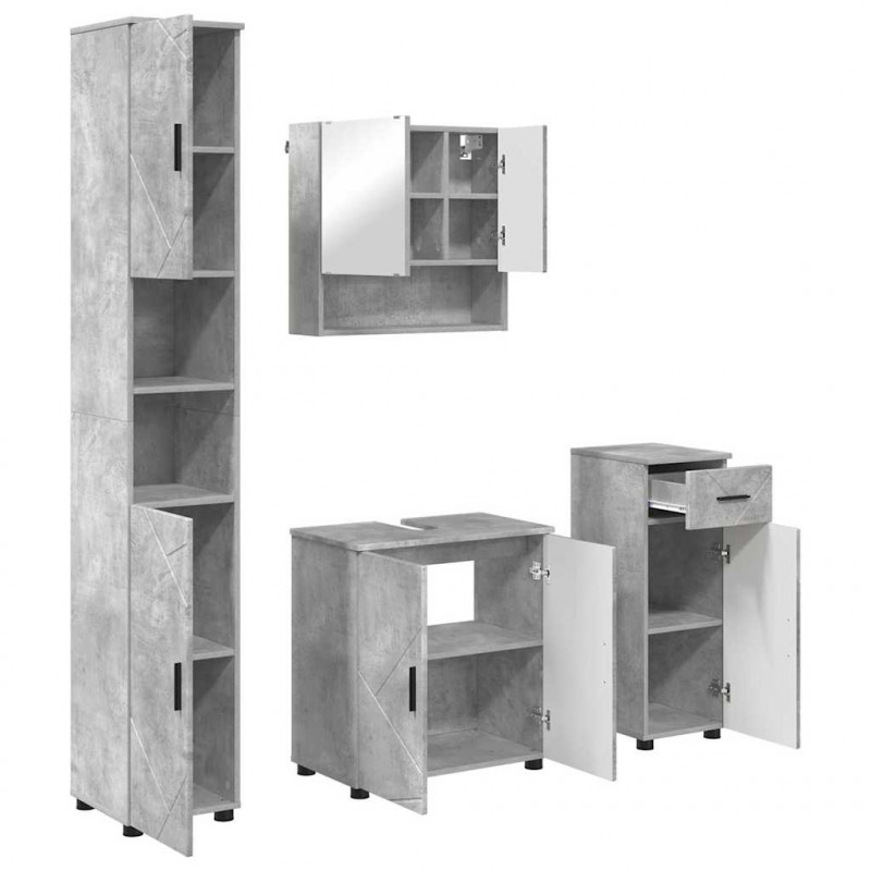 Zestaw mebli łazienkowych z szufladą 4 pcs Betonowy szary