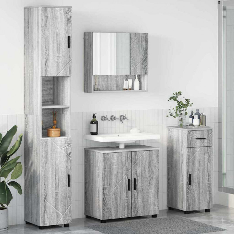 Zestaw mebli łazienkowych z szufladą 4 pcs Szary Sonoma