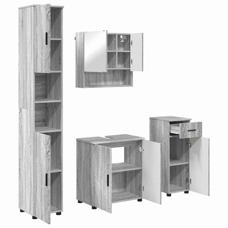 Zestaw mebli łazienkowych z szufladą 4 pcs Szary Sonoma