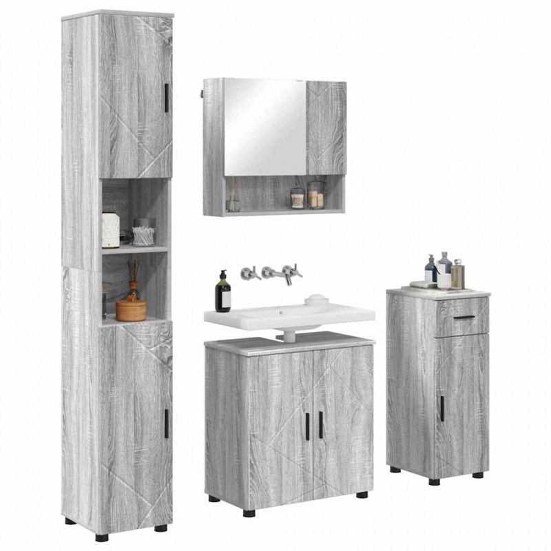 Zestaw mebli łazienkowych z szufladą 4 pcs Szary Sonoma