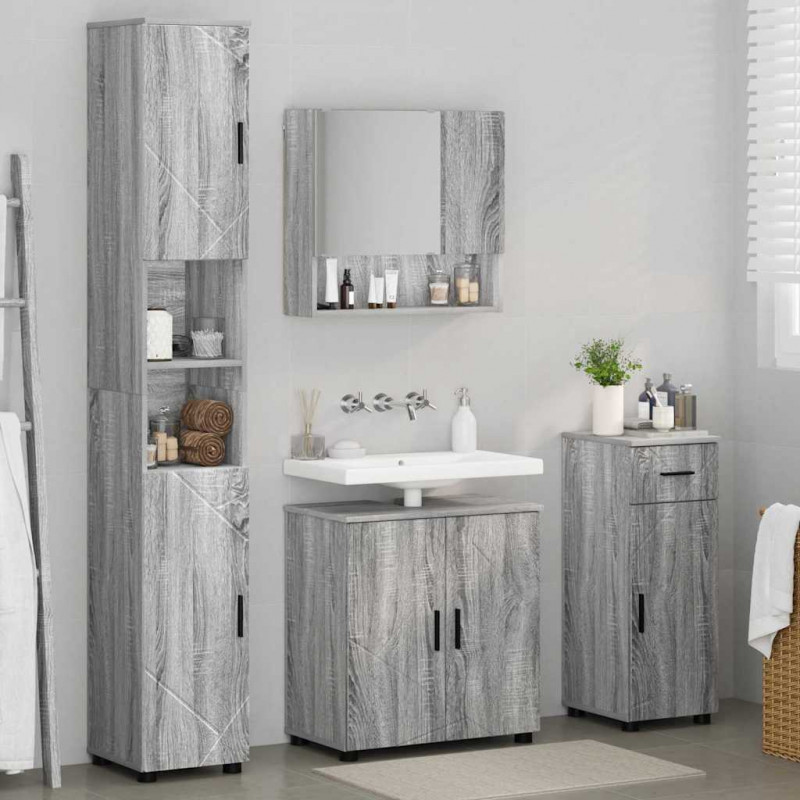 Zestaw mebli łazienkowych z szufladą 4 pcs Szary Sonoma