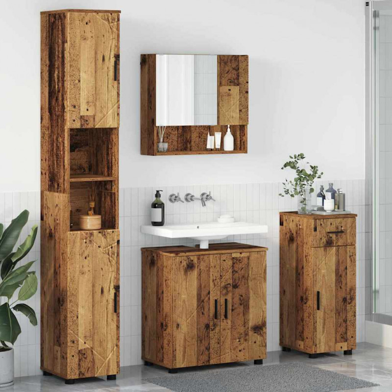 Zestaw mebli łazienkowych z szufladą 4 pcs Stare drewno