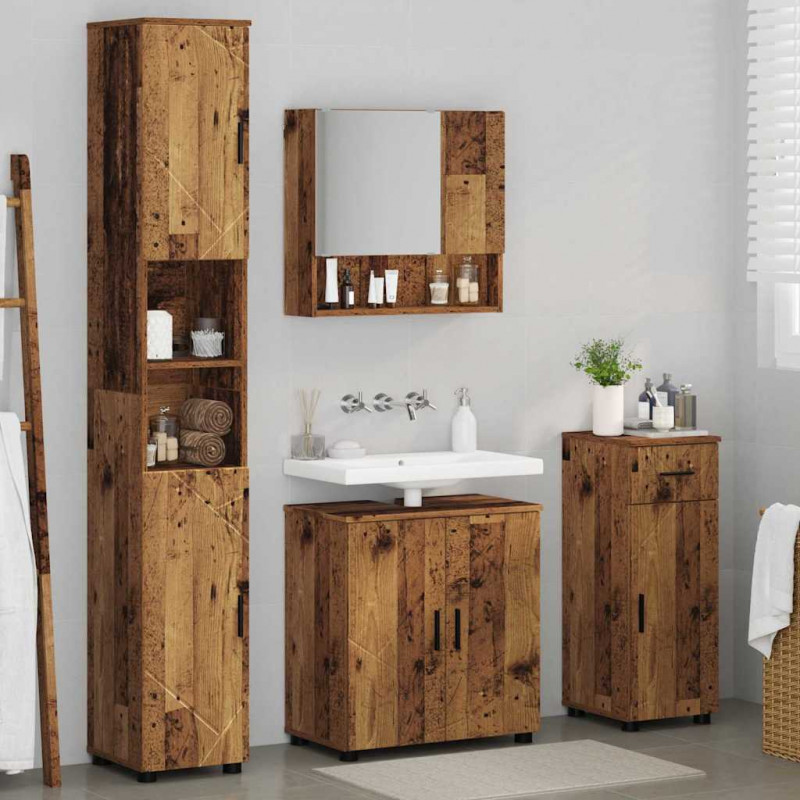 Zestaw mebli łazienkowych z szufladą 4 pcs Stare drewno