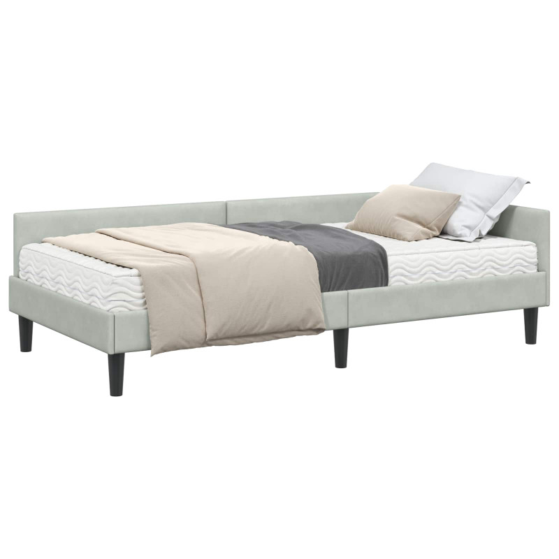 Rama Łóżka Narożnego z Materacem Inny 2 pcs Jasnoszary Aksamit