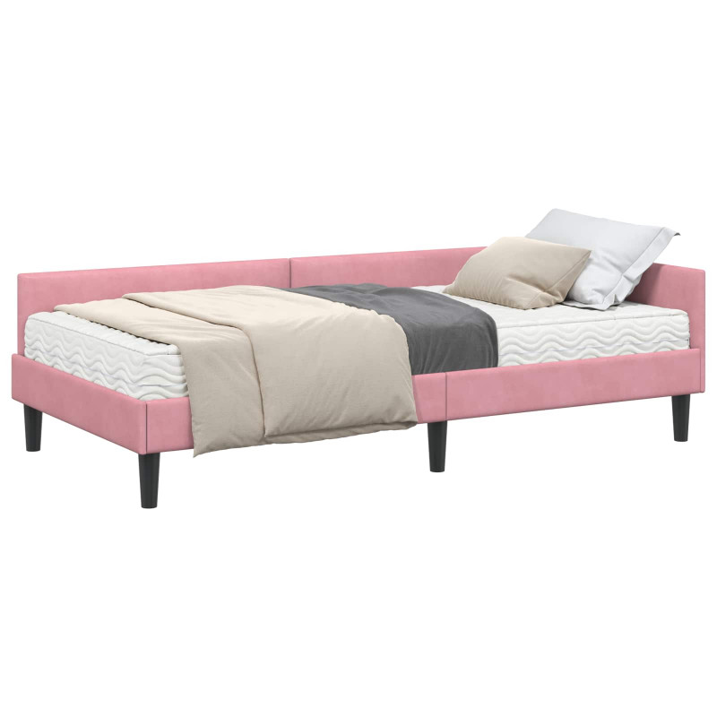 Rama Łóżka Narożnego z Materacem Inny 2 pcs Szary Aksamit