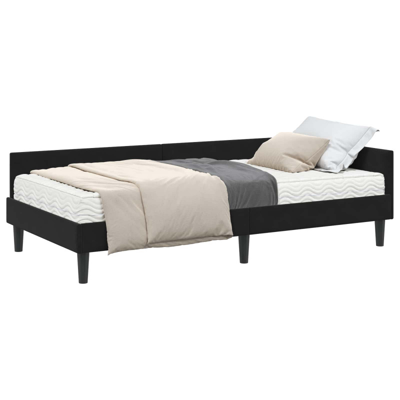 Rama Łóżka Narożnego z Materacem Inny 2 pcs Czarny Aksamit
