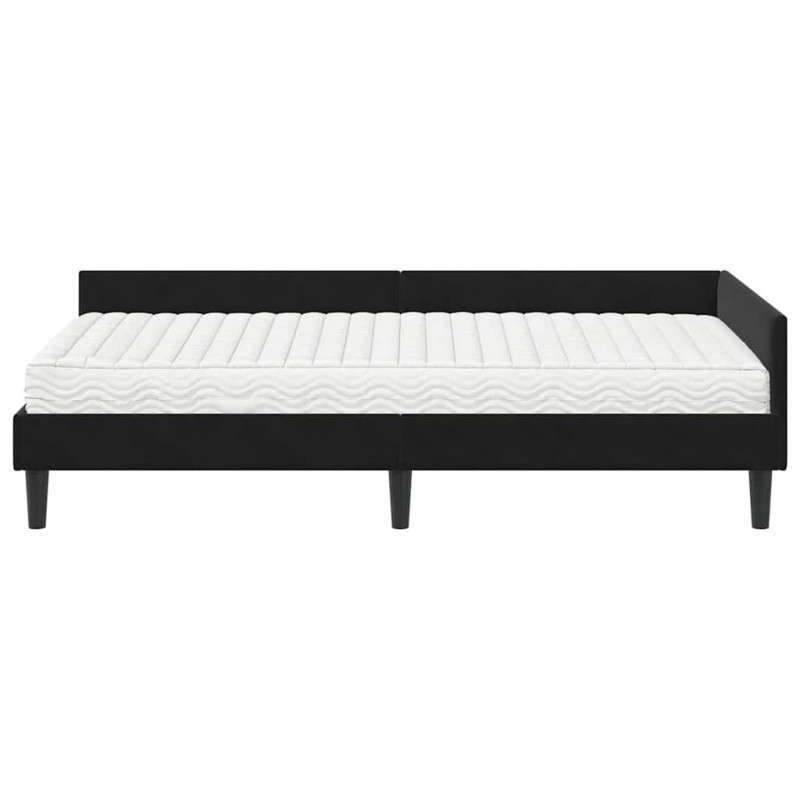 Rama Łóżka Narożnego z Materacem Inny 2 pcs Czarny Aksamit