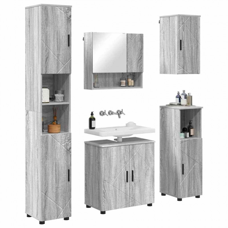 Zestaw mebli łazienkowych z przechowywaniem 5 pcs Szary Sonoma