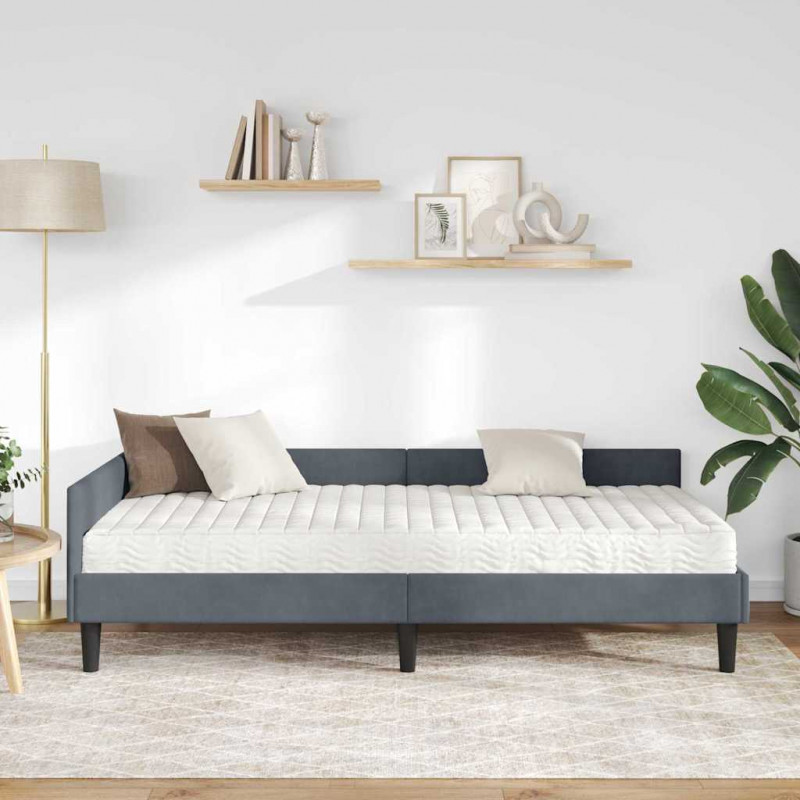 Rama Łóżka Narożnego z Materacem Inny 2 pcs Szary Aksamit