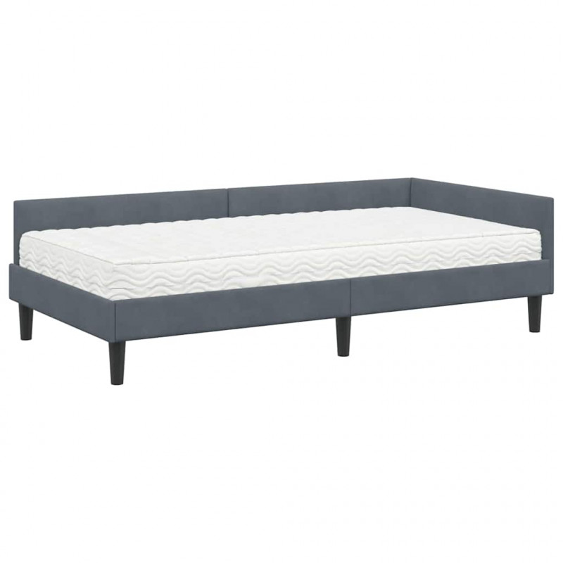 Rama Łóżka Narożnego z Materacem Inny 2 pcs Szary Aksamit