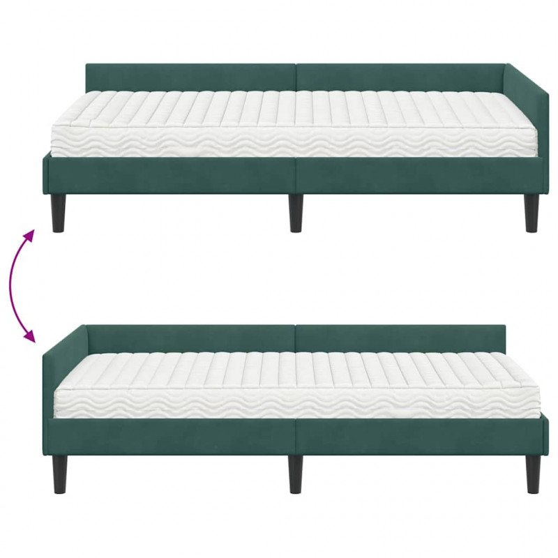 Rama Łóżka Narożnego z Materacem Inny 2 pcs Zielony Aksamit