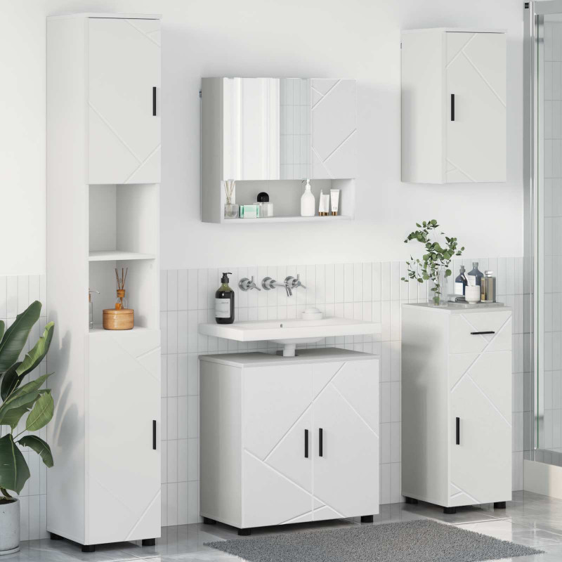 Zestaw mebli łazienkowych z szufladą z drzwiami 5 pcs Biały