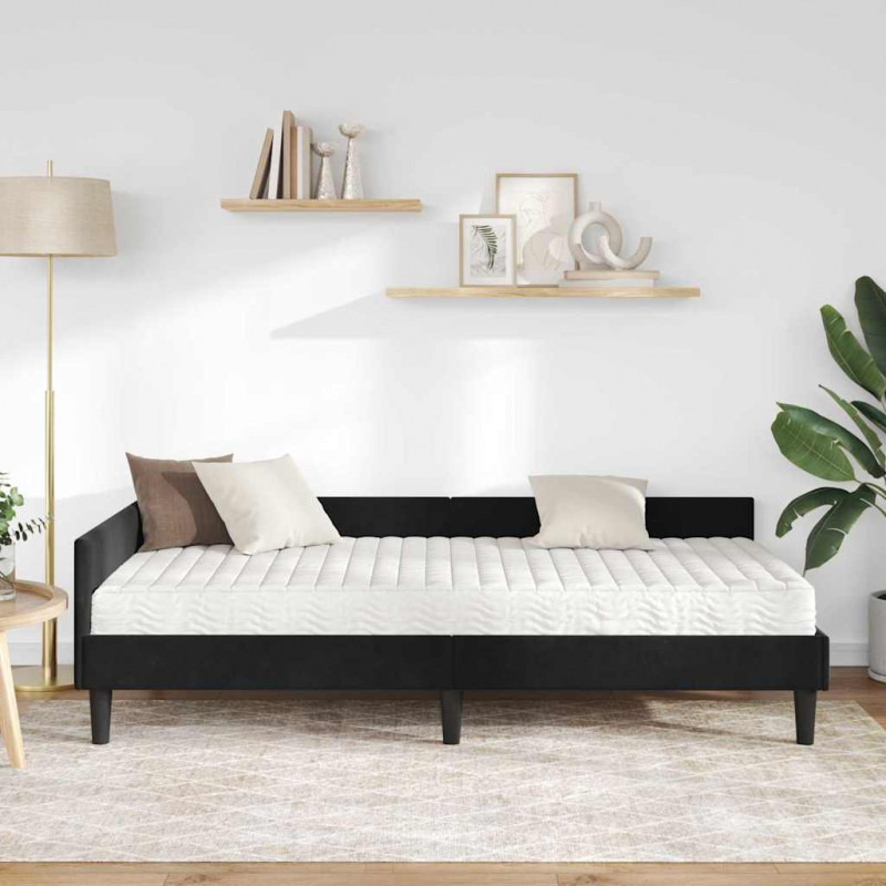 Rama Łóżka Narożnego z Materacem Inny 2 pcs Czarny Aksamit