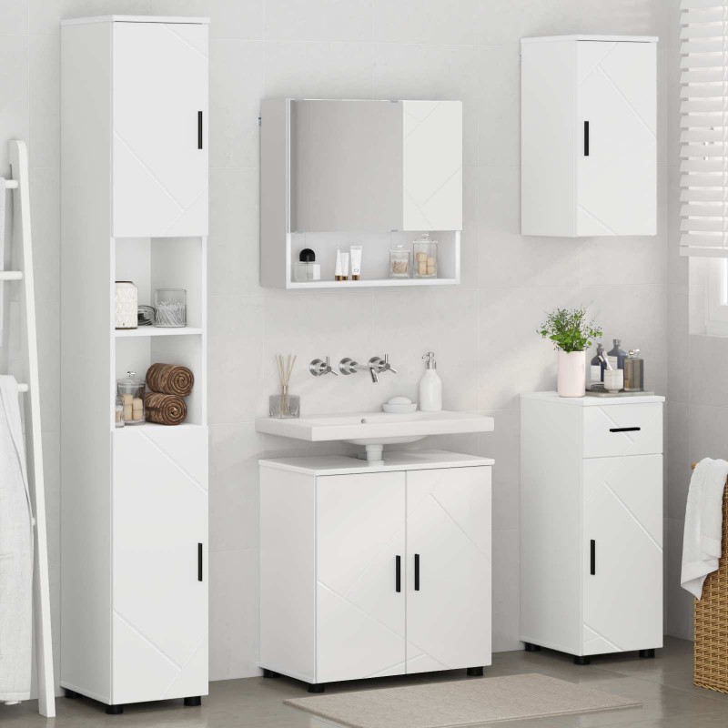Zestaw mebli łazienkowych z szufladą z drzwiami 5 pcs Biały