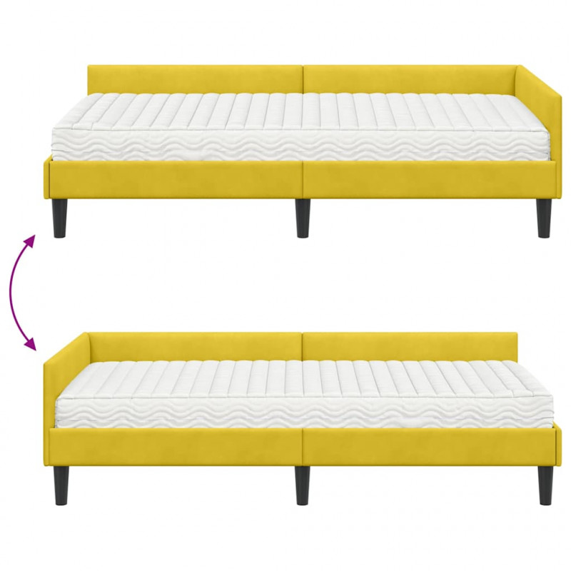Rama Łóżka Narożnego z Materacem Inny 2 pcs Żółty Aksamit