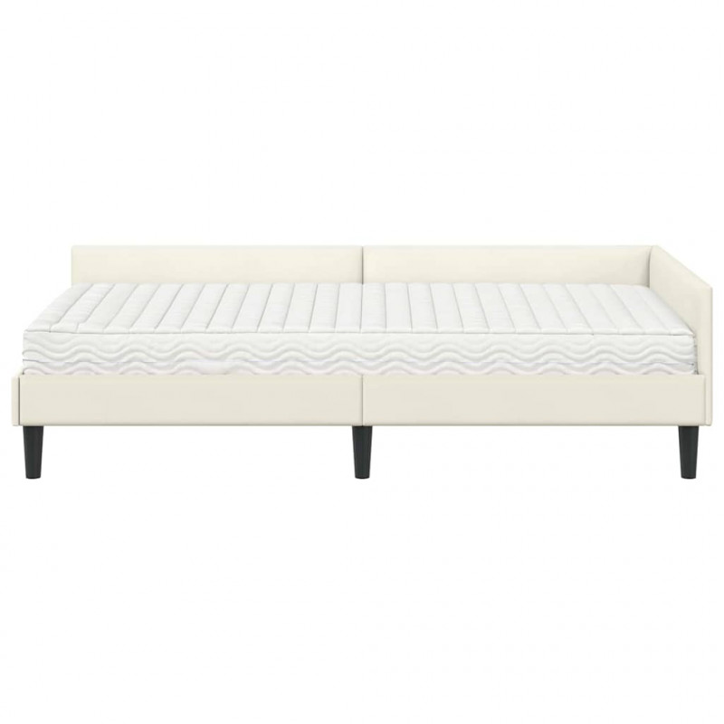 Rama Łóżka Narożnego z Materacem Inny 2 pcs Kremowy Aksamit