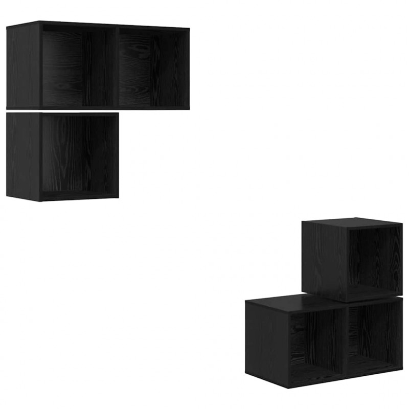 Zestaw szafek RTV 4 pcs Czarny Dąb Materiał drewnopochodny