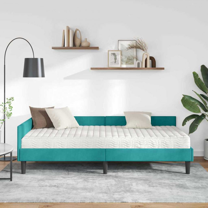 Rama Łóżka Narożnego z Materacem Inny 2 pcs Turkusowy Aksamit