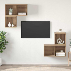 Zestaw szafek RTV Montowane na ścianie 4 pcs Dąb rzemieślniczy