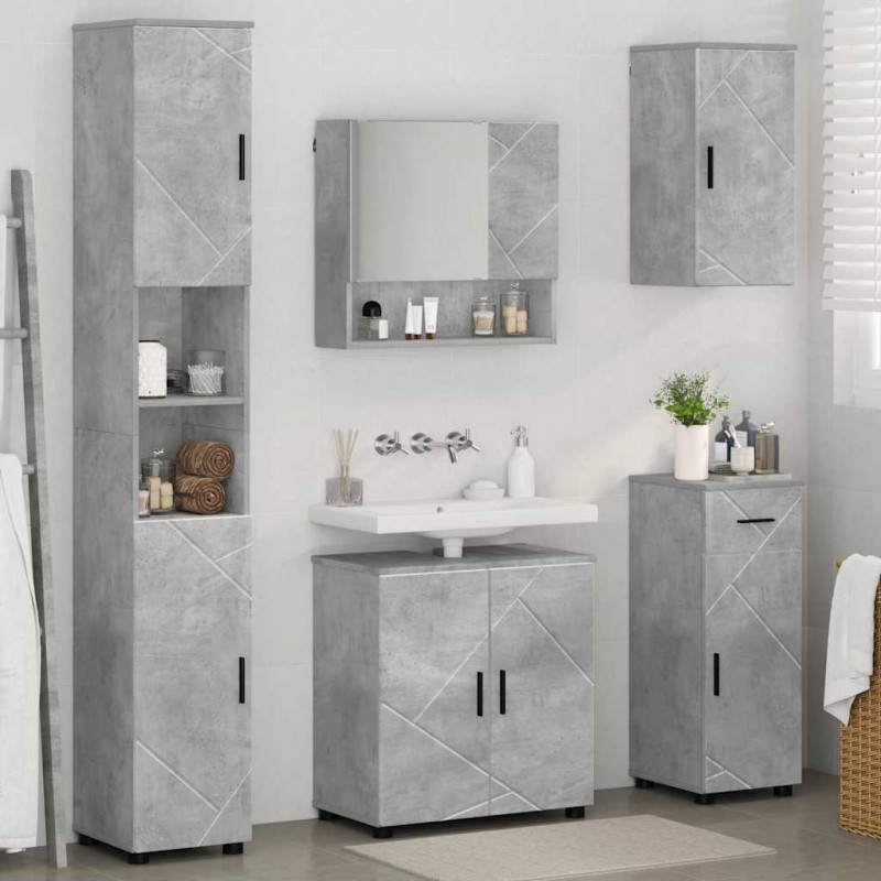 Zestaw mebli łazienkowych z szufladą 5 pcs Betonowy szary