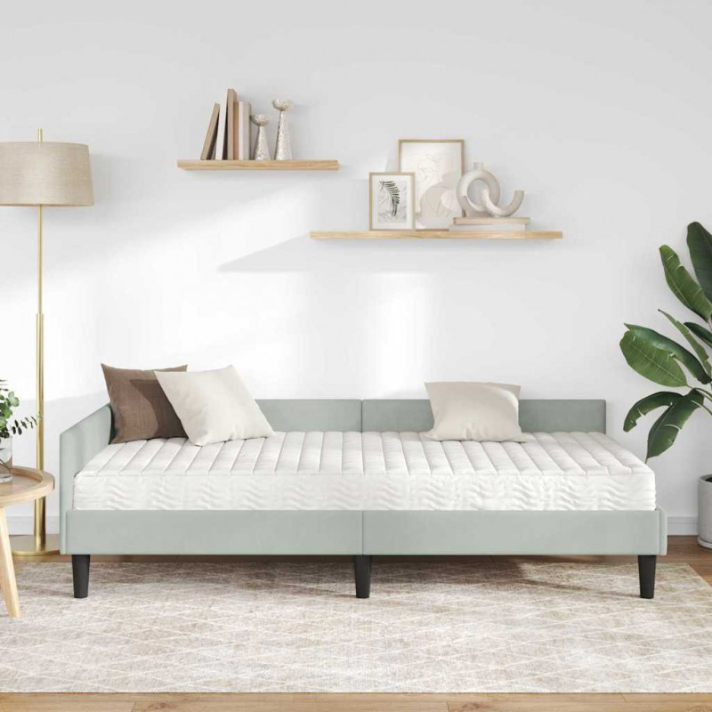 Rama Łóżka Narożnego z Materacem Inny 2 pcs Jasnoszary Aksamit