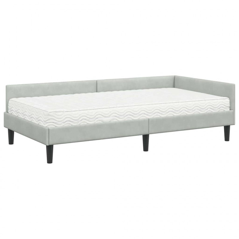 Rama Łóżka Narożnego z Materacem Inny 2 pcs Jasnoszary Aksamit