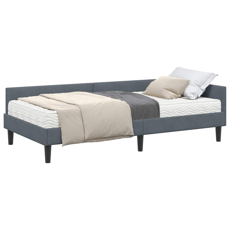 Rama Łóżka Narożnego z Materacem Inny 2 pcs Szary Aksamit