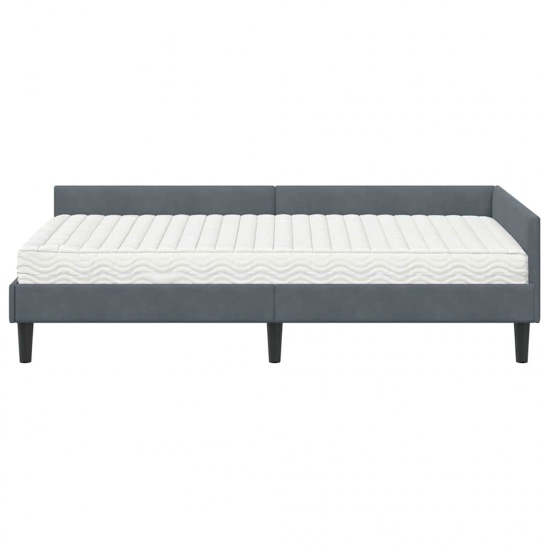 Rama Łóżka Narożnego z Materacem Inny 2 pcs Szary Aksamit