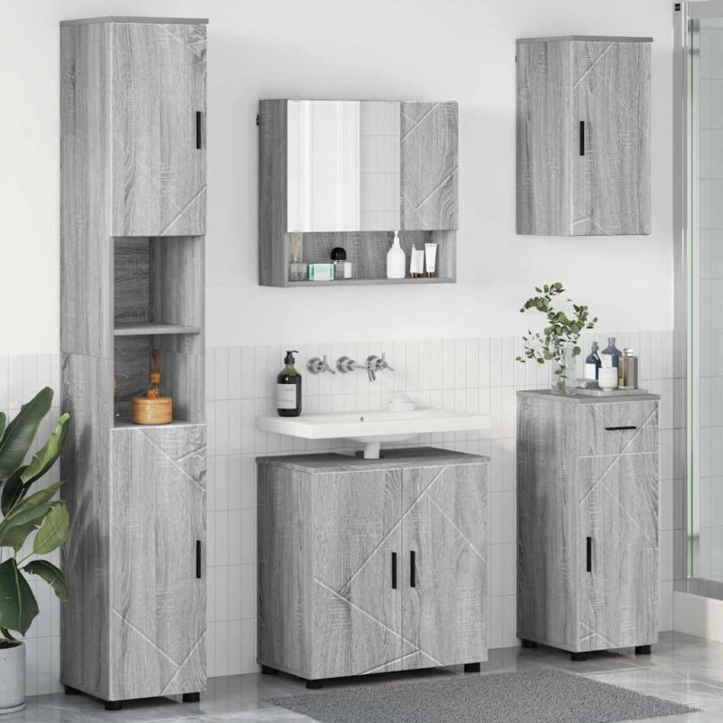 Zestaw mebli łazienkowych z szufladą 5 pcs Szary Sonoma