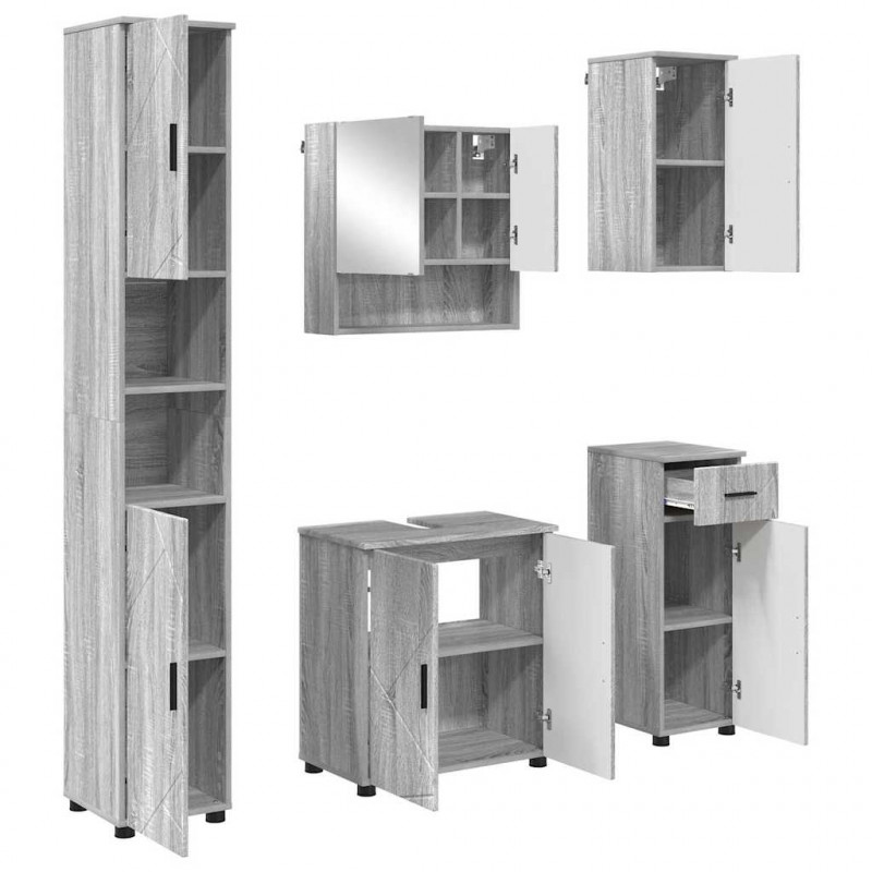 Zestaw mebli łazienkowych z szufladą 5 pcs Szary Sonoma