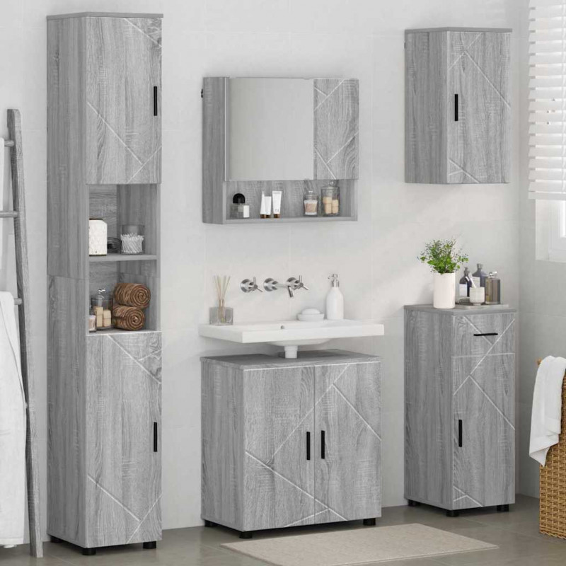 Zestaw mebli łazienkowych z szufladą 5 pcs Szary Sonoma