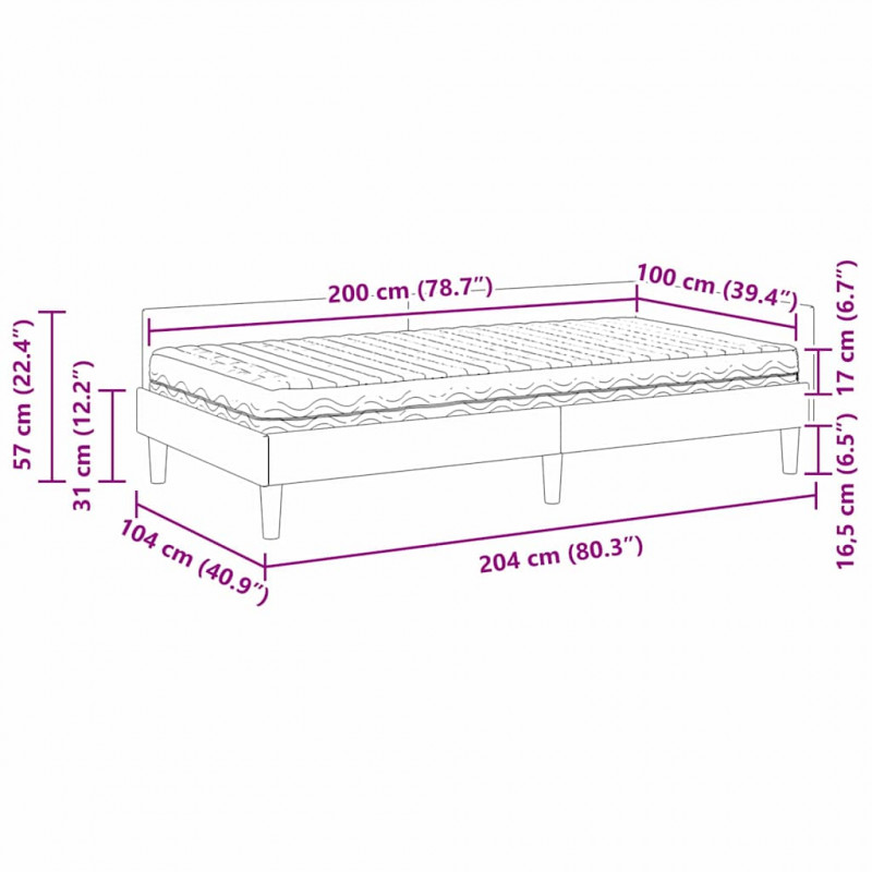 Rama Łóżka Narożnego z Materacem Inny 2 pcs Czarny Aksamit
