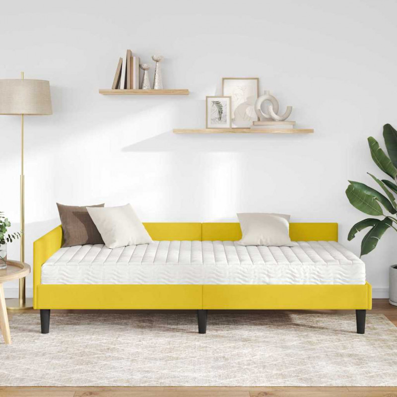 Rama Łóżka Narożnego z Materacem Inny 2 pcs Żółty Aksamit