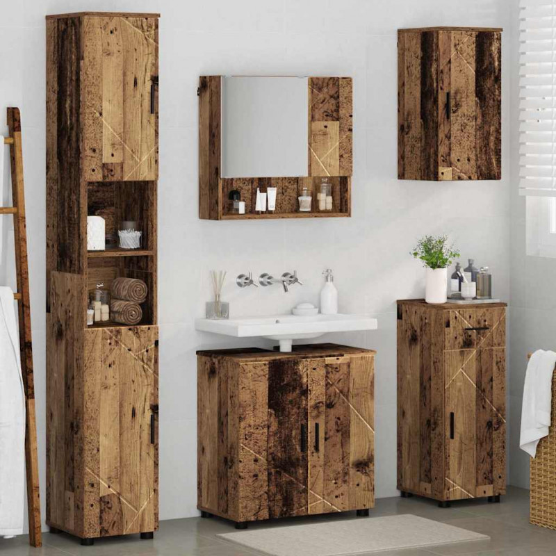 Zestaw mebli łazienkowych z szufladą 5 pcs Stare drewno