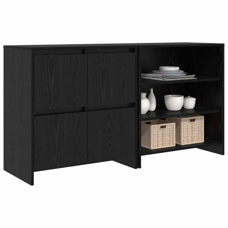 Bufet 2 pcs Czarny Dąb 70 x 41 x 75 cm Materiał drewnopochodny