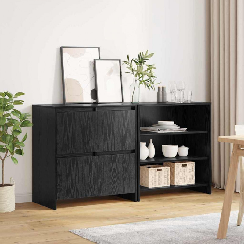 Bufet 2 pcs Czarny Dąb 70 x 41 x 75 cm Materiał drewnopochodny