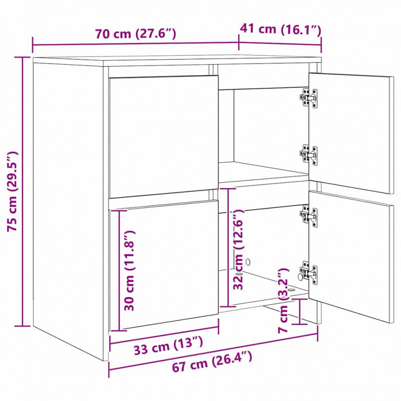 Bufet 2 pcs Dąb rzemieślniczy 70 x 41 x 75 cm