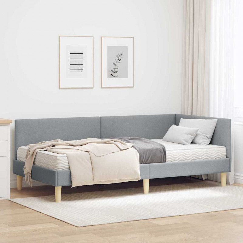 Rama Łóżka Narożnego z Materacem Inny 2 pcs Jasnoszary tkanina