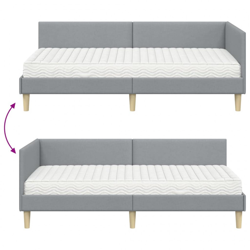 Rama Łóżka Narożnego z Materacem Inny 2 pcs Jasnoszary tkanina