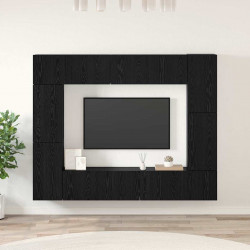 Zestaw szafek RTV 8 pcs Czarny Dąb Materiał drewnopochodny